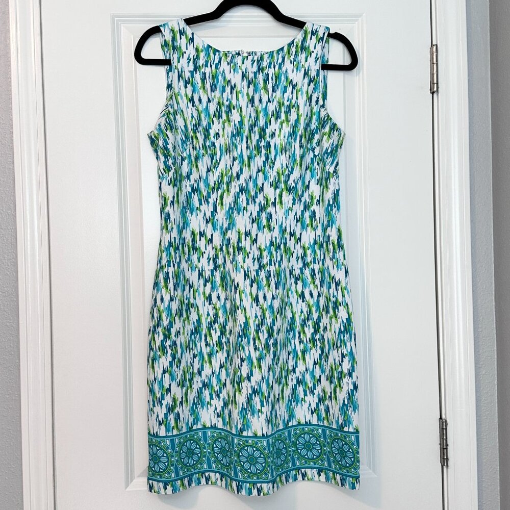 PERCEPTIONS PETITE |  Sleeveless Sheath Dress | Green Blue White | Size:…